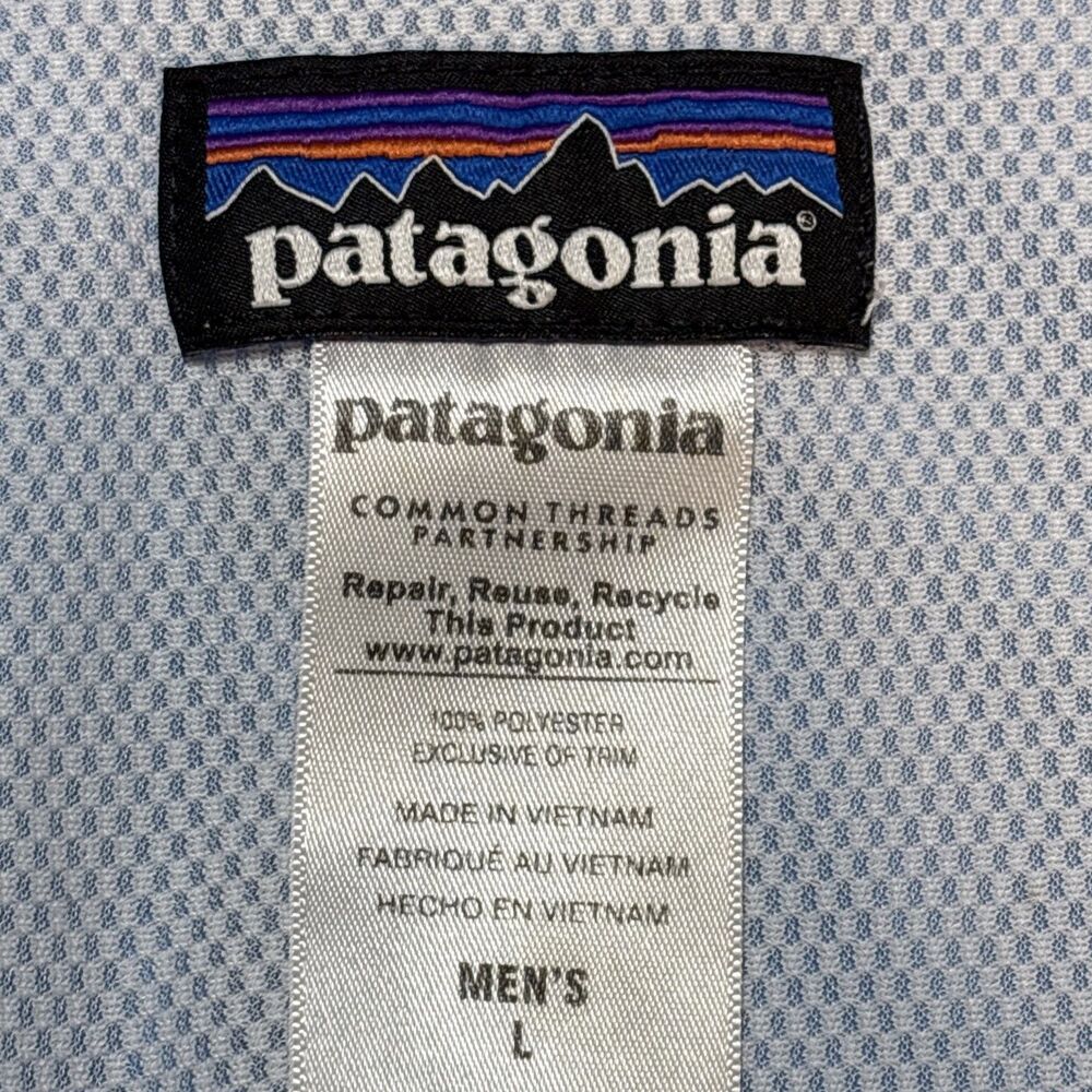 Patagonia Mesh Vented Lightweight Short Sleeve Fishing Hiking Shirt Blue Mens L